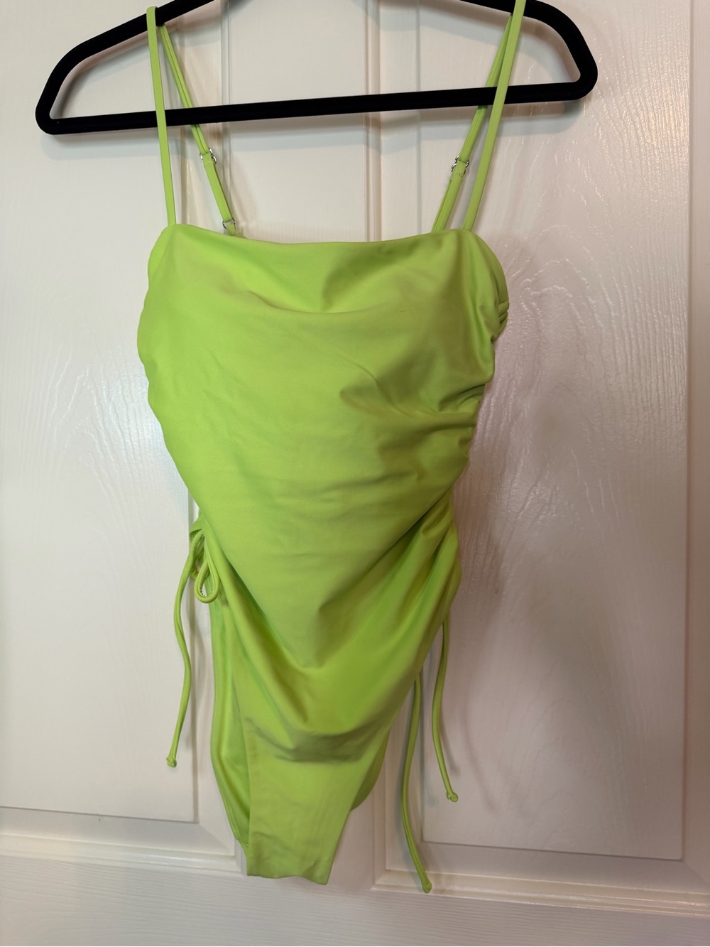 No Boundaries Neon Lime One-Piece Swimsuit with Adjustable Side Ties